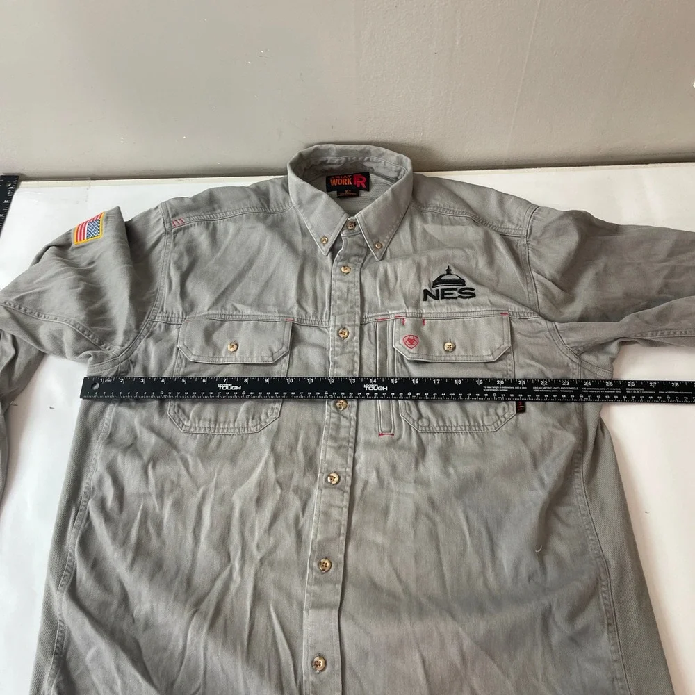 Ariat Shirt Mens XL Tall Gray FR Flame Resistant Work CAT 2 Workwear Utility